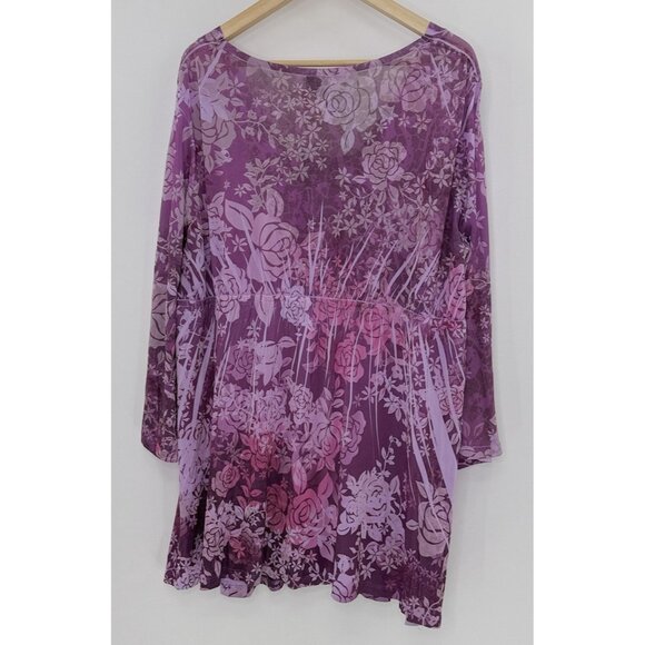Faded Glory‎ Purple V-Neck 3/4 Sleeve Liquid Knit Pullover Blouse 3x Fairycore - Picture 3 of 12